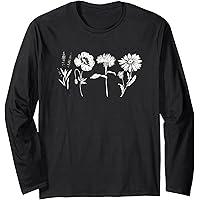 Women's Botanical Wildflower Flower Long Sleeve T-Shirt Size 2XL