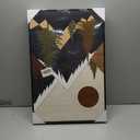 KUVIOKE Morden Mountains Framed Wall Art Boho Pine Tree Forest Nature Landscape Artwork Bohemain Farmhouse Rustic Bedroom Living Home Decor 16x24in (Black Framed) (Wooden Mountain Sunrise)