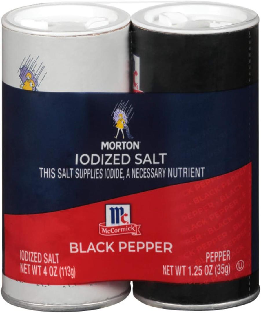 Morton Iodized Salt and McCormick Pepper Shaker Set, 5.25 Ounce (Pack of 12)