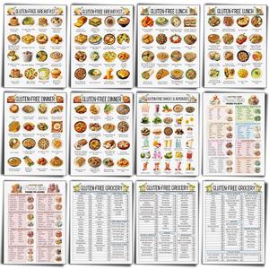Sinload 12 Pcs Gluten Free Meal Plan Poster Grocery List Gluten-free Diet Guide to Manage Celiac Disease for Healthy Eating