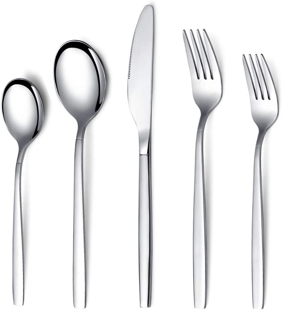 Berglander Flatware Set 40 Pieces, Stainless Steel Flatware Set, Silverware Set Service For 8