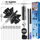 24 Feet Dryer Vent Cleaning Kit - Chrome Button Locking System - Dryer Vent Cleaner Kit With Vacuum Attachment, Nozzle, Hose and Adapter