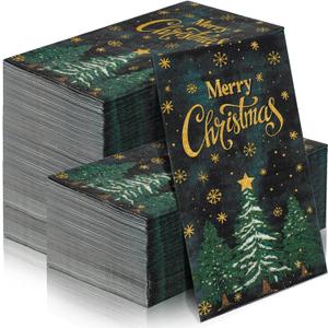 Cholemy 200 Pcs Christmas Guest Napkins 2 Ply Disposable Paper Hand Towels for Guest Bathroom Decorative Christmas Paper Napkins for Winter Xmas Party Holiday Baby Shower Kitchen (Christmas Tree)