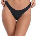 RELLECIGA Women's Black Super Cheeky Brazilian Cut Bikini Bottom Size Small