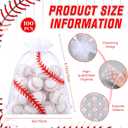 SilTriangle 100 Pcs Baseball Gift Bags 4 x 5 Inch Mesh Gift Bag with Drawstring Organza Pouches Baseball Goodie Bags for Sport Party Favors Candy Birthday Jewelry Soap Wrapping