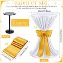 4 Set 108 Inch Cocktail Table Covers with Satin Sash Round Satin Table Overlay Cocktail Tables Skirt for Wedding Party Banquet Decor, Fits 60cm Round Tables(White, Gold)