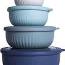 COOK WITH COLOR Prep Bowls with Lids- Wide and Deep Nesting Plastic Small Mixing Bowl Set with Lids, 8 Piece Set - Wide Bowls, Blue