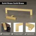 QOGRISUN 5 Pack Solid Brass Cabinet Pulls, 3-3/4 Inch Hole Center, Brushed Matte Gold Square Drawer Handles, Modern Brass Hardware for Kitchen Dresser Bathroom Cupboard Furniture