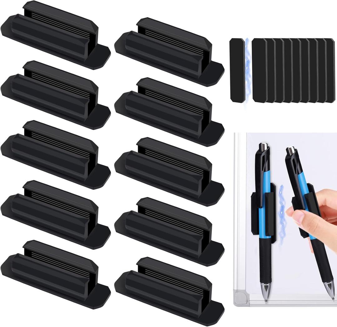 AIERSA Magnetic Pencil Holder for Whiteboard,10Pcs Pen Holders for Kids Desk,Silicone Pen Pals with Magnetic for Refrigerator,Office Accessories for School Classroom Teacher