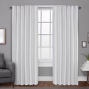 White Full Blackout Curtain Panels with Sheer Overlay Mix and Match Double Layer Thermal Insulated Window Treatment Set for Living Room,  2 Panels, Size 43" x 82"
