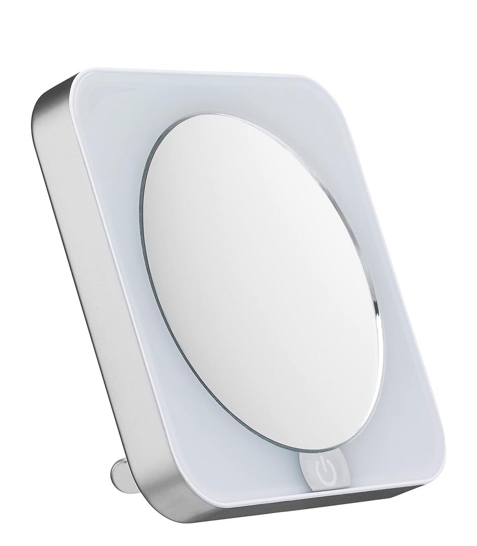 Conair Lighted Makeup Mirror, LED Vanity Mirror, 12X Magnifying Mirror, Compact Travel Mirror with Suction Cup, Battery Operated in White