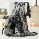 Bigacogo Faux Fur Throw Blanket for Couch, Fuzzy Soft Plush Thick Warm Bubble Blankets for Sofa Bed Living Room Dcor, Cute Luxury Cozy Fluffy Throw Gift for Women Girls, 50"x60", Tie-dye Black