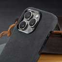 Alcantara Case for iPhone 15, Handmade Half-Wrapped Synthetic Suede Cover, Compatible with Magsafe Wireless Charging (Gray)