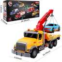 Dwi Dowellin Kids Toys for 3 4 5 6 7 Years Old Boys, 15" Large Tow Truck Toy,Friction Powered Transport Truck Crane Toy with Lights and Sounds,with Roadster,Toddlers Gifts
