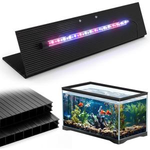 Sieral Aquarium Lids Polycarbonate Greenhouse Panels Canopy with LED Light 29 x 11.38 x 0.12 Inch for 20/29/37 Gallon Without Center Brace Aquariums Cover Fish Tank Lid (Black)