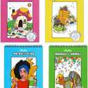 Ohuhu Double-Sided Bleedproof Coloring Book for Alcohol Markers - 4 Sets of 8"x10" Coloring Books - 160 Stress-Relieving Animal Mandala Flower Dessert Portrait Designs for Adults and Teens