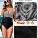 HEEKPEK Womens Tummy Control Swimsuits One Piece Bathing Suit Front Cross Tie Back Slimming Ruched Push Up Padded Swimwear (Black, L)