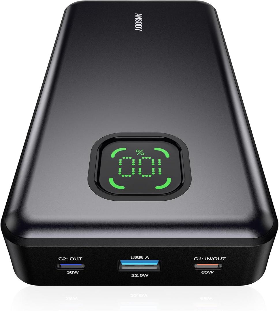 65W Power Bank, 25000mAh Travel Essential USB C Laptop Portable Charger, 100W Total Fast Charging Battery Pack for MacBook Dell XPS iPad Tablet Steam Deck iPhone 17-12 Series Samsung Switch and More