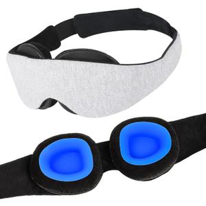 Dry Eye Sleep Mask  100% Blackout Sleep Goggles for Dry Eyes, Adjustable Hydrating Eye Mask for Sleeping, Soft Silicone Moisture Goggles for Men & Women, Great for Travel, Shift Work, Grayish-White