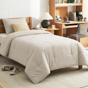 CozyLux Twin Comforter Set Beige, 2 Pieces Twin Extra Long Solid Breathable Bedding Sets for College Dorm, Twin XL Luxury Soft Bed Set with Down Alternative Comforter and 1 Pillowcase All Seasons