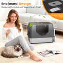 Stainless Steel Litter Box with Lid, Side Entry Large Enclosed Cat Litterbox for Kitty & Multi-Cat, Flip Cover Easy to Clean, High Sided Metal Cat Litter Pan with Scoop, Mat, Anti-Leakage, Non-Sticky