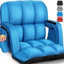 Stadium Seats with Back Support Wide, 4.7" Padded Bleacher Seat, 6-Position Reclining Bleacher Chairs with Back and Cushion, Sofa Style Ergonomic Design for Sports Games Baseball Football (22.5''Blue)
