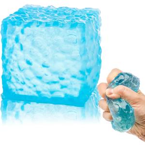 Squishy Stress Cubes, Stress Novelty Water Squishy Cube Squeeze Toy for Kids Adults, Squishy Slow Rising Fidget Sensory Cube Toys for Anxiety Stress Relief, Ice Squeeze Stress Ball Cubes.(Blue)