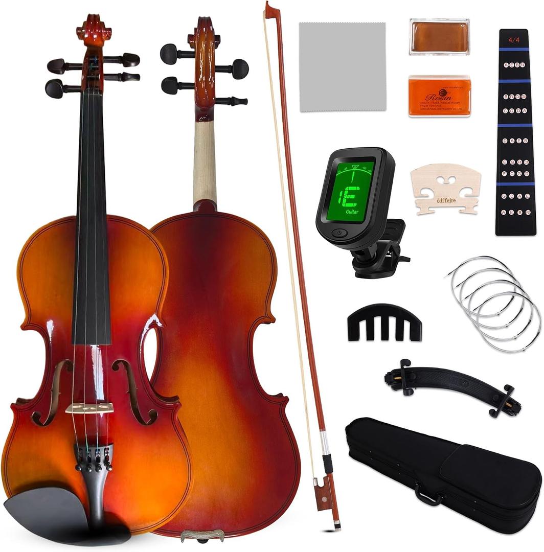 Beginner Violin,4/4 Violin Full Size For Adults,Women,Girls,Fiddle Set For Outdoor Performances,Instructional Demonstrations And Decorative Accents For Hotel,Estaurant Stages (Natural Gradient)