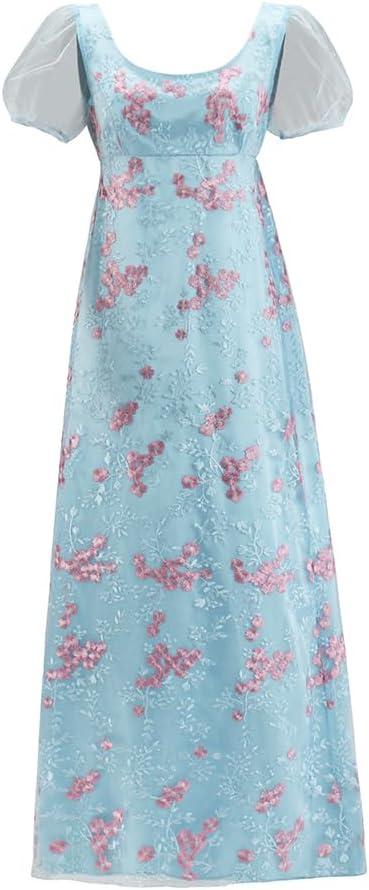 MyheroCos Penelope Featherington Cosplay Costume Women Regency Dress High Waistline Tea Party Gown (3X-Large)