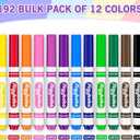 Aigybobo 192 Count Washable Markers Bulk, 12 Assorted Colors, Broad Line Conical Tip Coloring Marker for Kids, Markers Bulk Pack for Classroom, School Art Supplies & Back to School Supplies