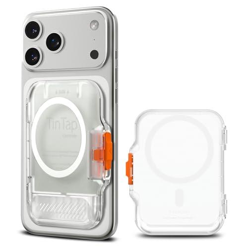 Spigen for MagSafe Wallet, Holds 7-8 Cards, Tintap (MagFit+) Compatible with iPhone 17/16/15/14/13/12, Pixel 10 Series MagSafe-Cases Pixelsnap Heavy Duty Hardshell Magnetic Card Holder - Frost Clear
