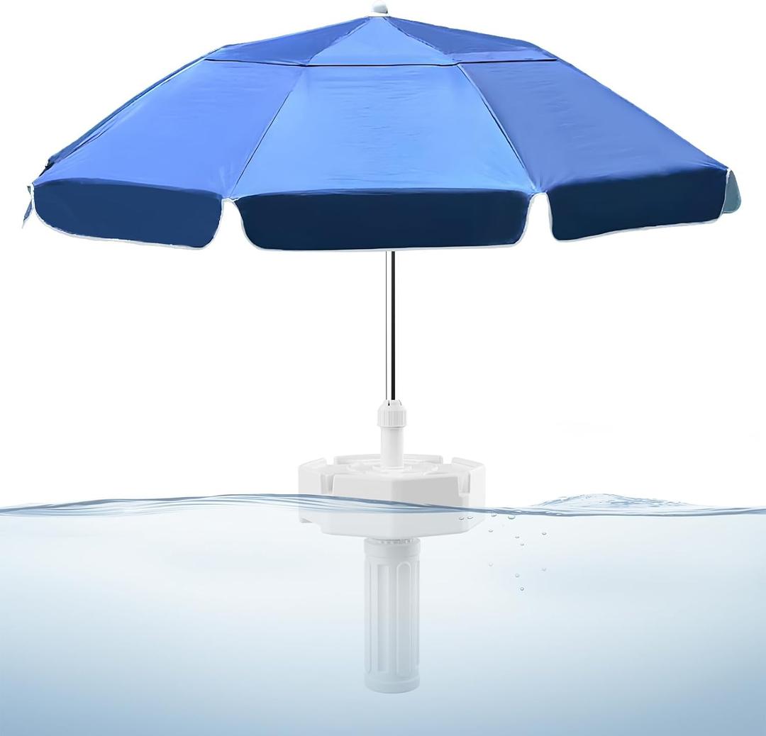 Floating Pool Umbrella - 7ft Outdoor Pool Sunshade Umbrella for Inside of Pool,Portable Floating Table with Drink Holders,No-Tool Setup for Swimming Pools, Beach & Lakes, 80 inches