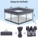 Foldable Baby Playpen with Mat, 50''x50'' Playpen for Babies and Toddlers, Play Pen for Baby with Gate, Breathable, Collapsible Play Yard with Bag (Dark Grey, M)
