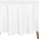 sancua Round Tablecloth - 90 Inch - Water Resistant Spill Proof Washable Polyester Table Cloth Decorative Fabric Table Cover for Dining Tables, Buffet Parties and Camping, White