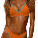Womens Triangle Bikini Sets Two Piece Cross-Back Bathing Suit for Women Contrast Color Swimsuit Swimwear (M)