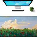 Galdas Gaming Mouse Pad XXL XL Large Long Extended Big Mousepad Non-Slip Rubber Keyboard Mouse Pad with Stitched Edges for Laptop Home Office (31.5x11.8x0.08 Inch)  (Cure Red Flower)