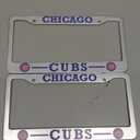 Peace&Love for Cubs License Plate Frames 2 Pack, Silver License Plate Holder Metal, Universal American Tag Frames for All Cars,Waterproof and Anti-Rust, Regular Size