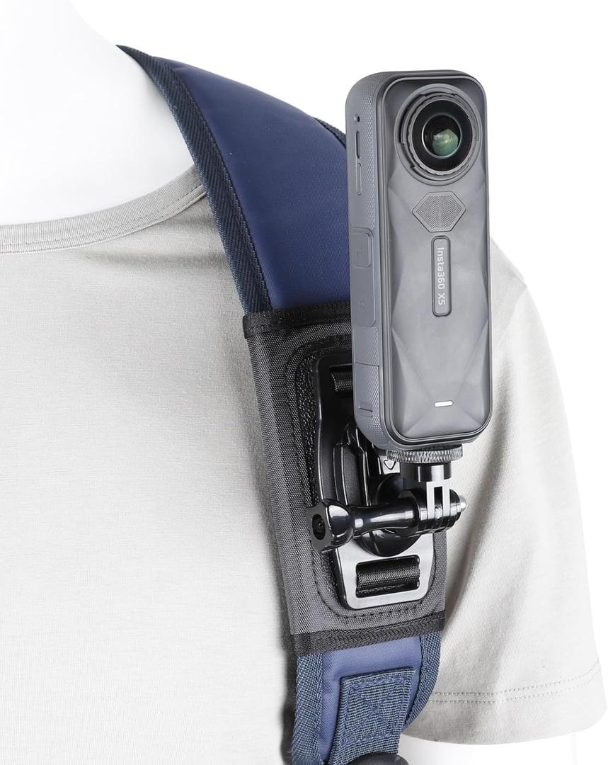 PellKing Camera Backpack Belt Mount for Insta360 One X5/X4/X3/ One R/Go 2 Compatible with DJI Osmo 360 GoPro Hero10 /9/8/7/6 and Other Action Camera, with 1/4 Adapter Black