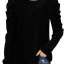 Girls Puff Sleeve Cute T Shirts Kids Fall Tops Crewneck Clothes Loose Fit 5-14Y (Black)