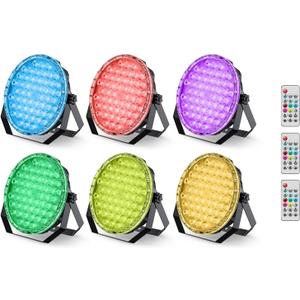 Betopper 54x1W RGB LED Stage DJ Par Lights with Remote Control, 6 Pack