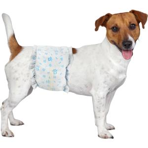 Disposable Dog Diapers Male 96 Count Belly Bands for Bale Dogs (Waist 11-16.5 in S) Super Absorbent Small Doggie Diapers for Heat Excitable Urination or Incontinence - Blue