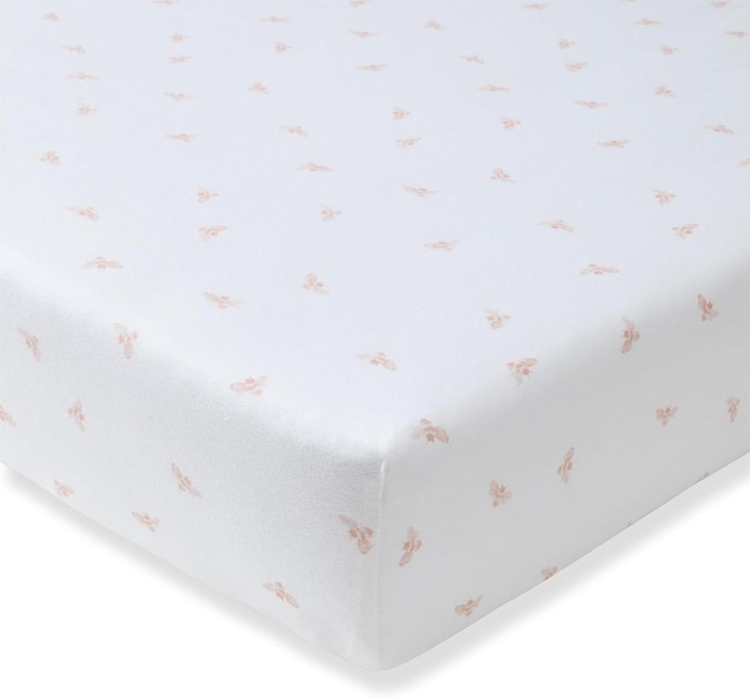 Burt's Bees Baby Essential Organic Cotton Fitted Crib Sheet, Breathable for Boy Girl Standard Crib & Toddler Mattresses, Standard Crib - 1-Pack