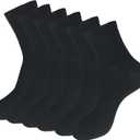 Mens 6-Pack Black Anti Odor Blister Resistant Seamless Cotton Moisture Wicking Ankle Dress Socks, Size 7-11