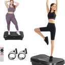 Whole Body Vibration Plate Exercise Machine – Power Vibrating Plate for Lymphatic Drainage Weight Loss, Shake Plate Exercise Platform with Touch Screen & Resistance Bands, Equipment for Women Men