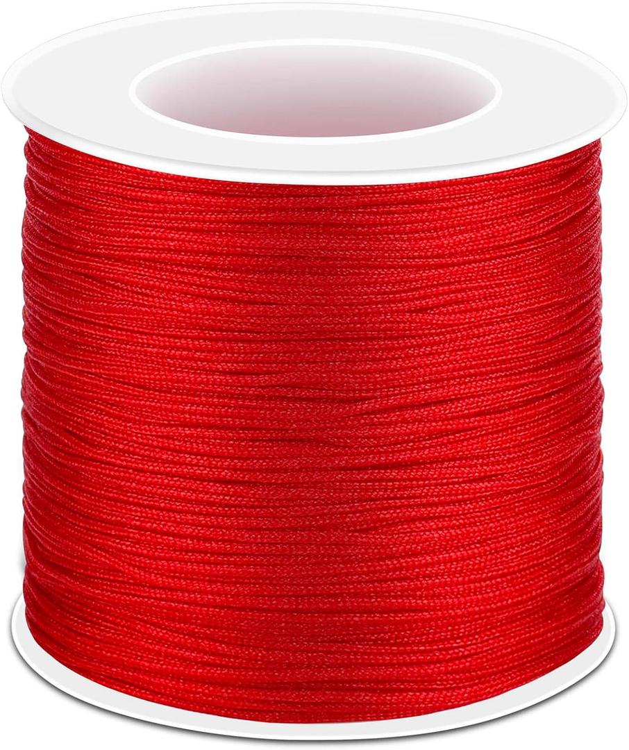 Anezus Red Nylon String for Bracelets, 0.8mm Nylon Thread Chinese Knotting Cord Wind Chime Outdoor Twine String for Beading, Necklaces, DIY Craft, Jewelry Making
