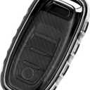 TANGSEN Smart Key Fob Case Carbon Fiber Texture TPU Black Cover Compatible with Audi A4 A5 A6 A7 A8 W12 Q5 Hybrid R8 RS5 RS7 S4 S5 S6 S7 S8 SQ5 3 4 Button Keyless Entry Remote Control Accessories