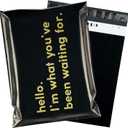 RUSPEPA Poly Mailer Shipping Bag with Self Sealing, Business Text Printed Design, 50 Packs 14.5 x 19 inches, Black