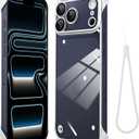 Phone Case, Compatible with iPhone 17 Pro, Transparent Electroplated Silver Phone Case, Frameless Design, with Camera Lens Protection.