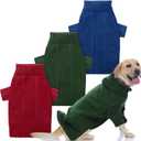 3 Pcs Thermal Knitted Dog Sweater Doggy Winter Pullover Sweater Pet Warm Clothes Turtleneck Knitwear Outfits for Cold Weather(XL) (Red,Green,Blue)