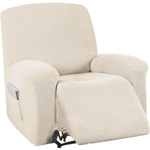 Turquoize Stretch Recliner Cover Recliner Chair Cover Recliner Slipcover 1-Piece Sofa Cover With Side Pocket Jacquard Sofa Furniture Cover/Protector With Elastic Bottom,Machine Washable,Biscotti Beige